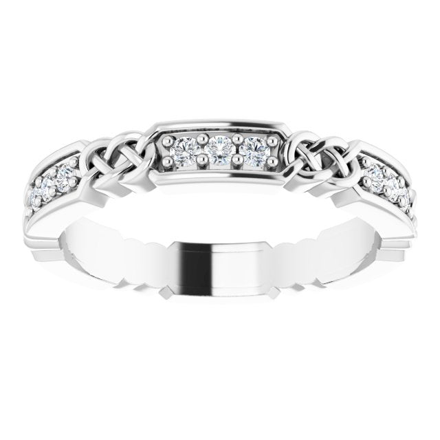 Platinum Round Natural Diamond Celtic-Inspired Eternity Band – 1.5 mm Stones - view 3