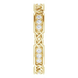 14K Gold Round Natural Diamond Celtic-Inspired Eternity Band – 1.5 mm Stones - Yellow Gold - view 4
