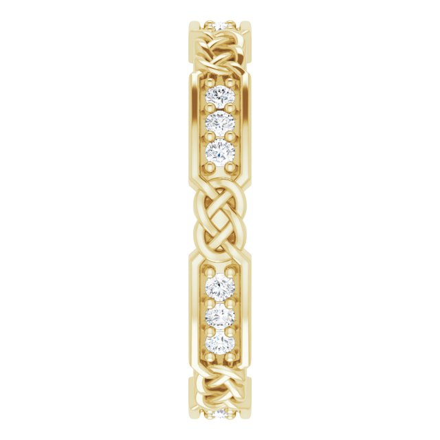 14K Gold Round Natural Diamond Celtic-Inspired Eternity Band – 1.5 mm Stones - Yellow Gold - view 4