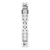 14K Gold Round Natural Diamond Celtic-Inspired Eternity Band – 1.5 mm Stones - White Gold - view 4