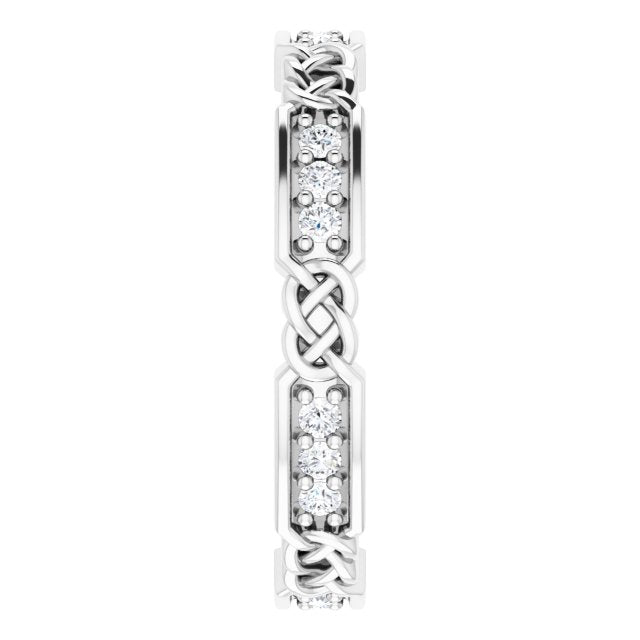 Platinum Round Natural Diamond Celtic-Inspired Eternity Band – 1.5 mm Stones - view 4