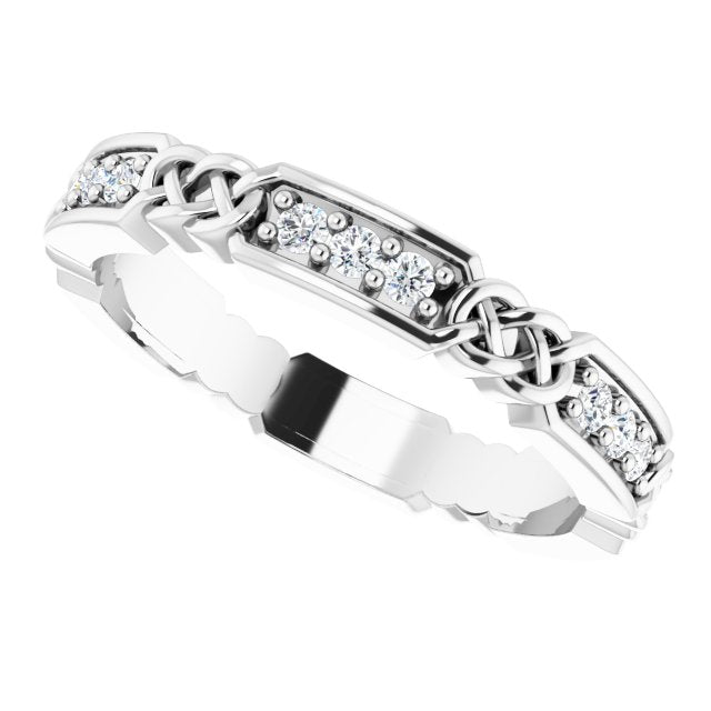 Platinum Round Natural Diamond Celtic-Inspired Eternity Band – 1.5 mm Stones - view 5