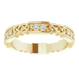14K Gold Round Natural Diamond Celtic-Inspired Eternity Band – 1.5 mm Stones - Yellow Gold - view 3