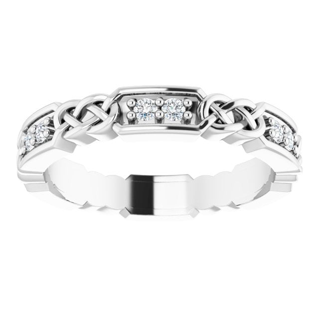 Platinum Round Natural Diamond Celtic-Inspired Eternity Band – 1.5 mm Stones - view 3