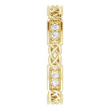 14K Gold Round Natural Diamond Celtic-Inspired Eternity Band – 1.5 mm Stones - Yellow Gold - view 4