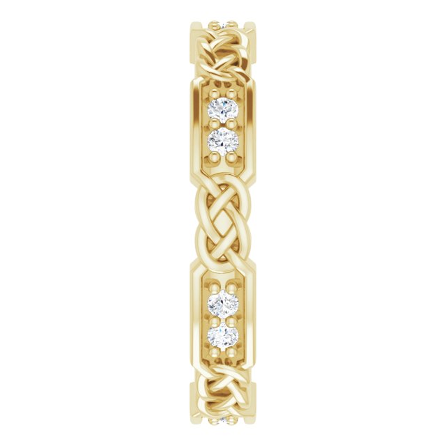 14K Gold Round Natural Diamond Celtic-Inspired Eternity Band – 1.5 mm Stones - Yellow Gold - view 4