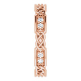 14K Gold Round Natural Diamond Celtic-Inspired Eternity Band – 1.5 mm Stones - Rose Gold - view 4