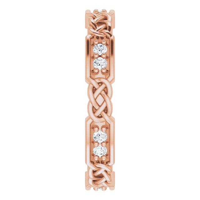 14K Gold Round Natural Diamond Celtic-Inspired Eternity Band – 1.5 mm Stones - Rose Gold - view 4