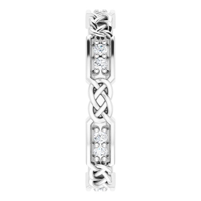 14K Gold Round Natural Diamond Celtic-Inspired Eternity Band – 1.5 mm Stones - White Gold - view 4