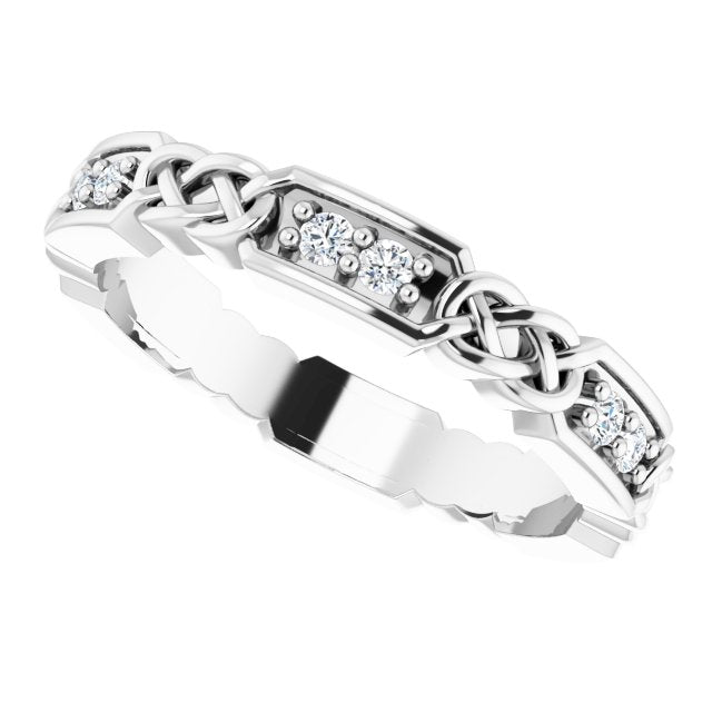 Platinum Round Natural Diamond Celtic-Inspired Eternity Band – 1.5 mm Stones - view 5