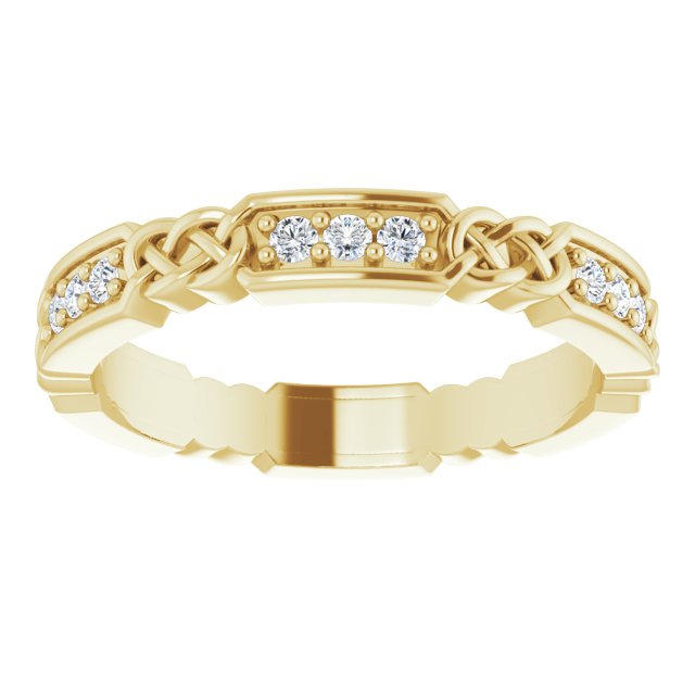 14K Gold Round Natural Diamond Celtic-Inspired Eternity Band – 1.5 mm Stones - Yellow Gold - view 3