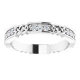 14K Gold Round Natural Diamond Celtic-Inspired Eternity Band – 1.5 mm Stones - White Gold - view 3
