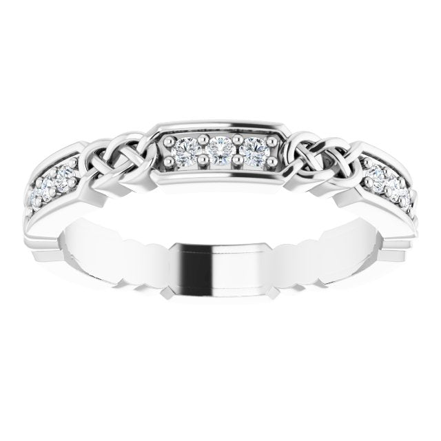 Platinum Round Natural Diamond Celtic-Inspired Eternity Band – 1.5 mm Stones - view 3