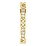 14K Gold Round Natural Diamond Celtic-Inspired Eternity Band – 1.5 mm Stones - Yellow Gold - view 4