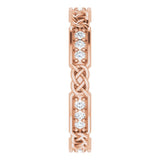 14K Gold Round Natural Diamond Celtic-Inspired Eternity Band – 1.5 mm Stones - Rose Gold - view 5