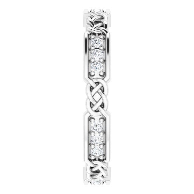 Platinum Round Natural Diamond Celtic-Inspired Eternity Band – 1.5 mm Stones - view 5