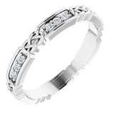 14K Gold Round Natural Diamond Celtic-Inspired Eternity Band – 1.5 mm Stones - White Gold