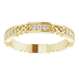 14K Gold Round Natural Diamond Celtic-Inspired Eternity Band – 1.5 mm Stones - Yellow Gold - view 3