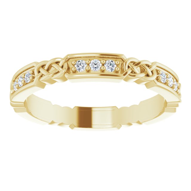 14K Gold Round Natural Diamond Celtic-Inspired Eternity Band – 1.5 mm Stones - Yellow Gold - view 3