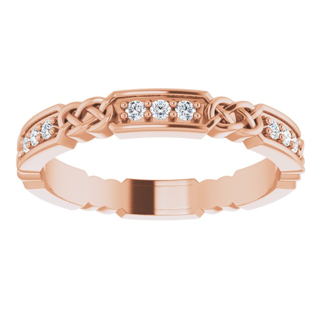 14K Gold Round Natural Diamond Celtic-Inspired Eternity Band – 1.5 mm Stones - Rose Gold - view 3