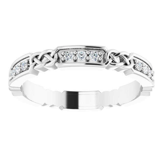 Platinum Round Natural Diamond Celtic-Inspired Eternity Band – 1.5 mm Stones - view 3
