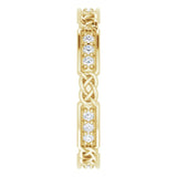 14K Gold Round Natural Diamond Celtic-Inspired Eternity Band – 1.5 mm Stones - Yellow Gold - view 4