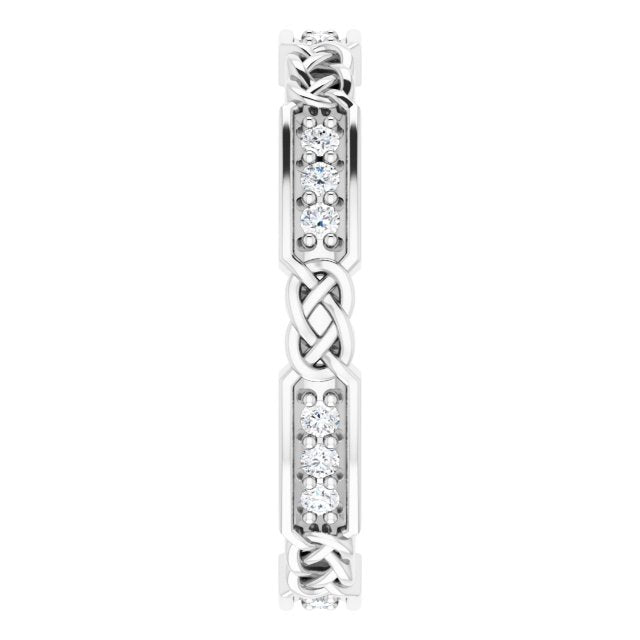 Platinum Round Natural Diamond Celtic-Inspired Eternity Band – 1.5 mm Stones - view 4