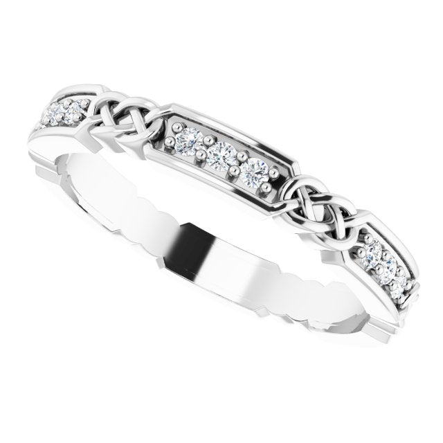 Platinum Round Natural Diamond Celtic-Inspired Eternity Band – 1.5 mm Stones - view 5