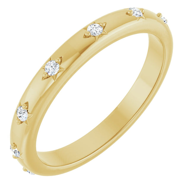 14K Gold Round Lab-Grown Diamond Celestial Eternity Band – 1.1 mm Stones - Yellow Gold