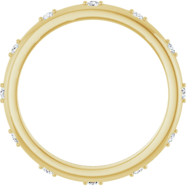 14K Gold Round Natural Diamond Celestial Eternity Band – 1.5 mm Stones - Yellow Gold - view 2