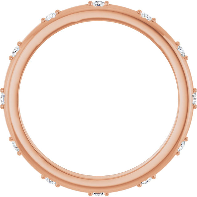 14K Gold Round Natural Diamond Celestial Eternity Band – 1.5 mm Stones - Rose Gold - view 2
