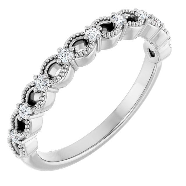 14K Gold Round Lab-Grown Diamond Anniversary Band – 1/8 CTW - White Gold
