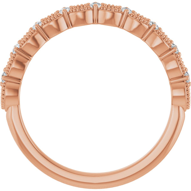 14K Gold Round Lab-Grown Diamond Anniversary Band – 1/8 CTW - Rose Gold - view 2