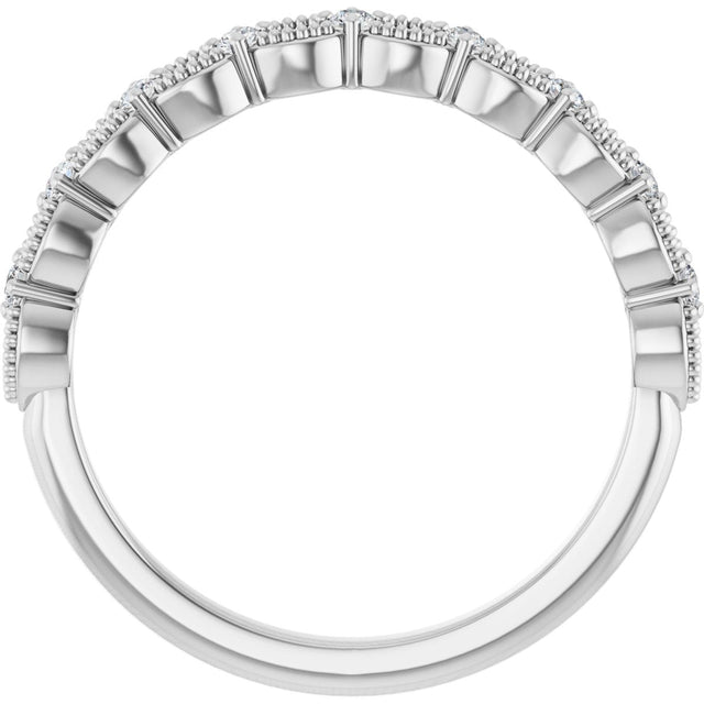 14K Gold Round Lab-Grown Diamond Anniversary Band – 1/8 CTW - White Gold - view 2