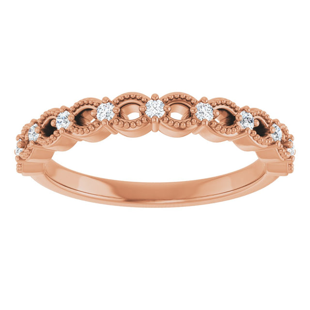 14K Gold Round Lab-Grown Diamond Anniversary Band – 1/8 CTW - Rose Gold - view 3