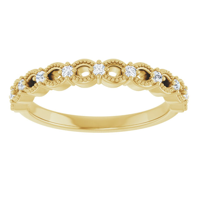 14K Gold Round Lab-Grown Diamond Anniversary Band – 1/8 CTW - Yellow Gold - view 3