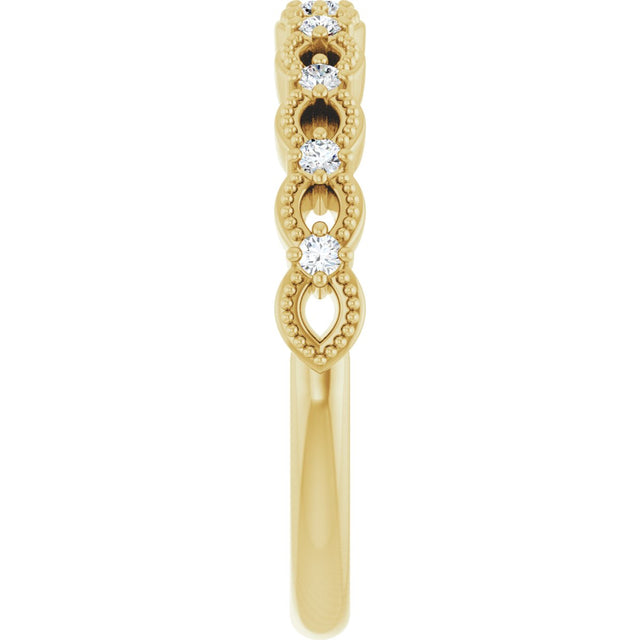 14K Gold Round Natural Diamond Anniversary Band – 1/8 CTW (Style 124448) - Yellow Gold - view 4