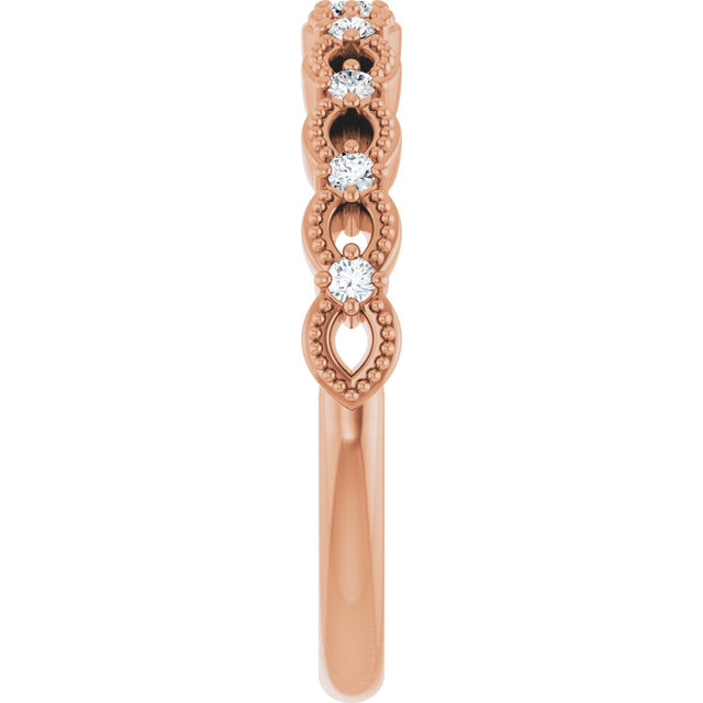 14K Gold Round Lab-Grown Diamond Anniversary Band – 1/8 CTW - Rose Gold - view 4