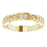 14K Gold Round Natural Diamond Celtic-Inspired Eternity Band – 1.5 mm Stones - Yellow Gold - view 3