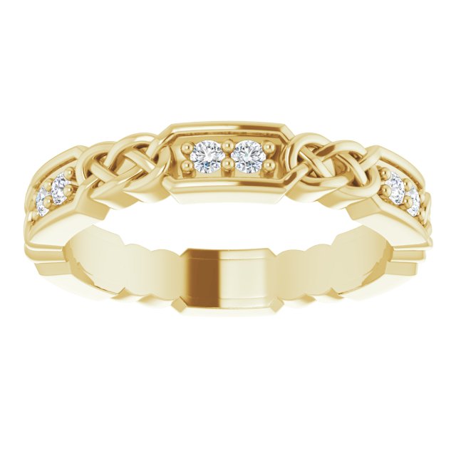 14K Gold Round Natural Diamond Celtic-Inspired Eternity Band – 1.5 mm Stones - Yellow Gold - view 3