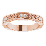 14K Gold Round Natural Diamond Celtic-Inspired Eternity Band – 1.5 mm Stones - Rose Gold - view 3