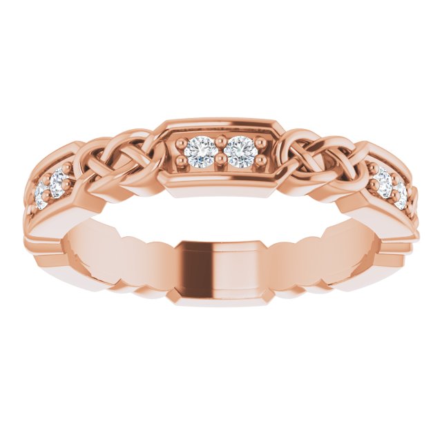 14K Gold Round Natural Diamond Celtic-Inspired Eternity Band – 1.5 mm Stones - Rose Gold - view 3