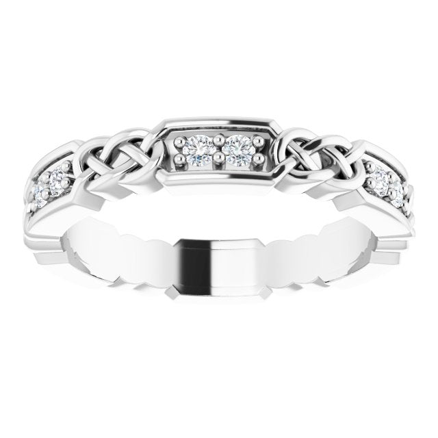 Platinum Round Natural Diamond Celtic-Inspired Eternity Band – 1.5 mm Stones - view 3