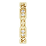 14K Gold Round Natural Diamond Celtic-Inspired Eternity Band – 1.5 mm Stones - Yellow Gold - view 4