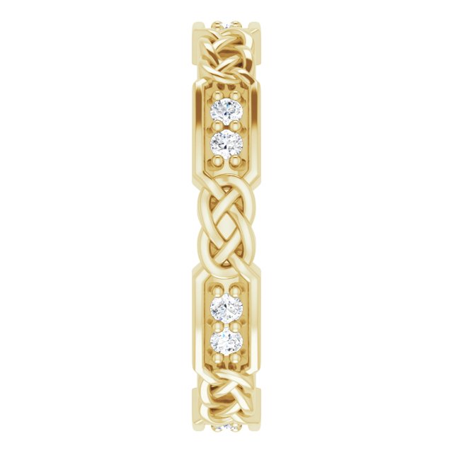 14K Gold Round Natural Diamond Celtic-Inspired Eternity Band – 1.5 mm Stones - Yellow Gold - view 4