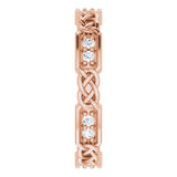 14K Gold Round Natural Diamond Celtic-Inspired Eternity Band – 1.5 mm Stones - Rose Gold - view 4