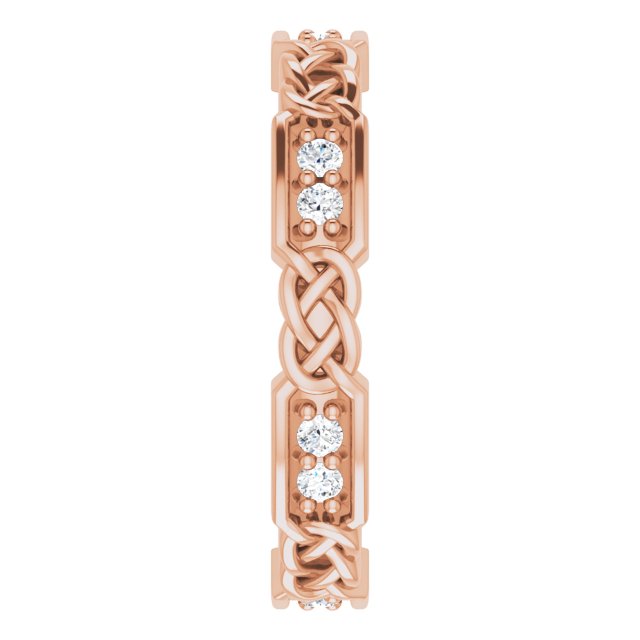 14K Gold Round Natural Diamond Celtic-Inspired Eternity Band – 1.5 mm Stones - Rose Gold - view 4