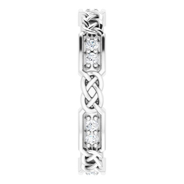 Platinum Round Natural Diamond Celtic-Inspired Eternity Band – 1.5 mm Stones - view 4
