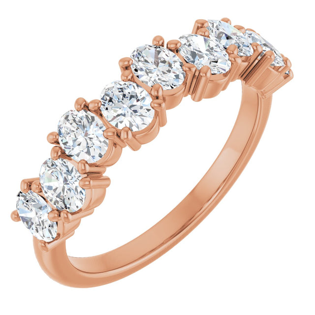 14K Gold Oval Natural Diamond Scattered Anniversary Band – 1 3/8 CTW - Rose Gold