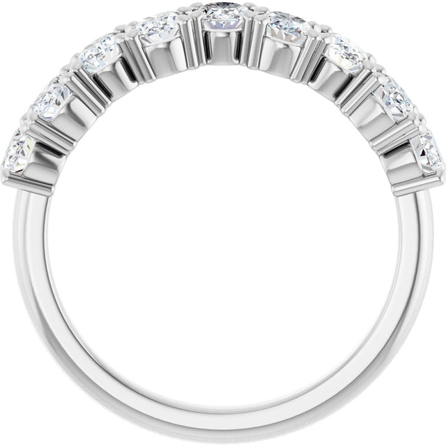 14K Gold Oval Lab-Grown Diamond Scattered Anniversary Band – 1 3/8 CTW - White Gold - view 2